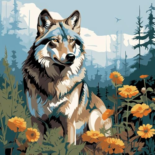 Malen nach Zahlen Erwachsene,DIY Bastelset Handgemalt Ölgemälde Kit Mit 3 Pinseln und Acrylfarbe leinwand Kit,Geschenkideen,40x40 cm,dschungel pastoral tier wolf,,Mit Rahmen Malen nach Zahlen Erwachsene,DIY Bastelset Handgemalt Ölgemälde Kit Mit 3 Pinseln und Acrylfarbe leinwand Kit,Geschenkideen,40x40 cm,dschungel pastoral tier wolf,,Mit Rahmen von WANGXIAO