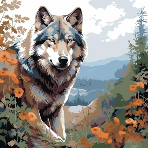 Malen nach Zahlen Erwachsene,DIY Handgemalt Ölgemälde Kit, Mit 3 Pinseln und Acrylfarbe leinwand Kit,40x40 cm,dschungel pastoral tier wolf,,Mit Rahmen Malen nach Zahlen Erwachsene,DIY Handgemalt Ölgemälde Kit, Mit 3 Pinseln und Acrylfarbe leinwand Kit,40x40 cm,dschungel pastoral tier wolf,,Mit Rahmen von WANGXIAO