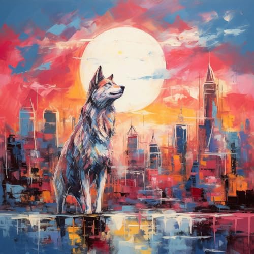Malen nach Zahlen Erwachsene,DIY Handgemalt Ölgemälde Kit,40x40 cm, Mit 3 Pinseln und Acrylfarbe leinwand Kit,Stadt und Wolf,,Mit Rahmen Malen nach Zahlen Erwachsene,DIY Handgemalt Ölgemälde Kit,40x40 cm, Mit 3 Pinseln und Acrylfarbe leinwand Kit,Stadt und Wolf,,Mit Rahmen von WANGXIAO