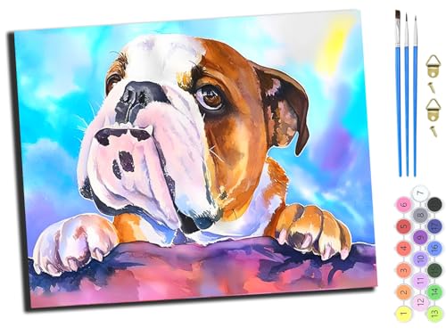 Malen nach Zahlen Erwachsene,DIY Handgemalt Ölgemälde Kit,Paint by Numbers Adult Mit 3,Pinseln und Acrylfarbe leinwand Kit,40x50 cm,Aquarell Tier englische Bulldogge Haustier Hund,ohne Rahmen Malen nach Zahlen Erwachsene,DIY Handgemalt Ölgemälde Kit,Paint by Numbers Adult Mit 3,Pinseln und Acrylfarbe leinwand Kit,40x50 cm,Aquarell Tier englische Bulldogge Haustier Hund,ohne Rahmen von WANGXIAO