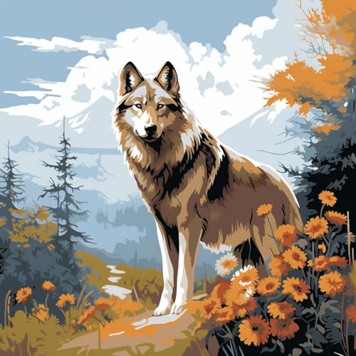 Malen nach Zahlen Erwachsene,Paint by Numbers,DIY Handgemalt Ölgemälde Mit 3 Pinseln und Acrylfarbe knitterfreie leinwand Kit,40x40 cm,dschungel pastoral tier wolf,,Mit Rahmen Malen nach Zahlen Erwachsene,Paint by Numbers,DIY Handgemalt Ölgemälde Mit 3 Pinseln und Acrylfarbe knitterfreie leinwand Kit,40x40 cm,dschungel pastoral tier wolf,,Mit Rahmen von WANGXIAO