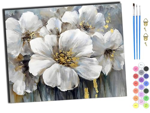WANGXIAO Art Malen Nach Zahlen Erwachsene,Diy Handgemalt Ölgemälde Leinwand Set für Home Haus Deko,(40x50cm),Handgezeichnete Blumen,ohne Rahmen von WANGXIAO