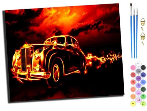 WANGXIAO DIY Ölgemälde Malen nach Zahlen Erwachsene Kinder,40x50cm Handgemalte Geschenke Zahlenmalerei ab 5 Öl Wandkunst Haus Dekoration malen,Flamme auto oldtimer flamme,mit Rahmen WANGXIAO DIY Ölgemälde Malen nach Zahlen Erwachsene Kinder,40x50cm Handgemalte Geschenke Zahlenmalerei ab 5 Öl Wandkunst Haus Dekoration malen,Flamme auto oldtimer flamme,mit Rahmen von WANGXIAO