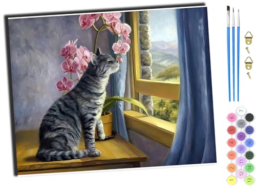 WANGXIAO DIY Ölgemälde Malen nach Zahlen Erwachsene Kinder,40x50cm Handgemalte Geschenke Zahlenmalerei ab 5 Öl Wandkunst Haus Dekoration malen,Tier Katze und Blume rosa,mit Rahmen WANGXIAO DIY Ölgemälde Malen nach Zahlen Erwachsene Kinder,40x50cm Handgemalte Geschenke Zahlenmalerei ab 5 Öl Wandkunst Haus Dekoration malen,Tier Katze und Blume rosa,mit Rahmen von WANGXIAO