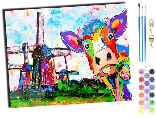 WANGXIAO Malen Nach Zahlen Erwachsene,DIY Handgemalt Ölgemälde,mit Pinseln Malerei Kits Erwachsene Kunsthandwerk für Zuhause 40x50 cm,Aquarell Windmühle Schwein Tier,mit Rahmen WANGXIAO Malen Nach Zahlen Erwachsene,DIY Handgemalt Ölgemälde,mit Pinseln Malerei Kits Erwachsene Kunsthandwerk für Zuhause 40x50 cm,Aquarell Windmühle Schwein Tier,mit Rahmen von WANGXIAO