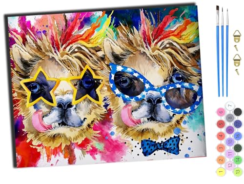 WANGXIAO Malen Nach Zahlen Erwachsene,DIY Handgemalt Ölgemälde,mit Pinseln Malerei Kits Erwachsene Kunsthandwerk für Zuhause 40x50 cm,Buntes Alpaka-Tier,ohne Rahmen WANGXIAO Malen Nach Zahlen Erwachsene,DIY Handgemalt Ölgemälde,mit Pinseln Malerei Kits Erwachsene Kunsthandwerk für Zuhause 40x50 cm,Buntes Alpaka-Tier,ohne Rahmen von WANGXIAO