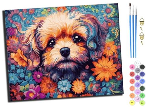WANGXIAO Malen Nach Zahlen Erwachsene,DIY Handgemalt Ölgemälde Kit,Anfänger Kreativ Bastelset für Erwachsene und Mädchen Geschenk,16x20 inch,Abstrakte Blumen Welpenjunges,ohne Rahmen WANGXIAO Malen Nach Zahlen Erwachsene,DIY Handgemalt Ölgemälde Kit,Anfänger Kreativ Bastelset für Erwachsene und Mädchen Geschenk,16x20 inch,Abstrakte Blumen Welpenjunges,ohne Rahmen von WANGXIAO