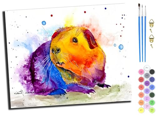 WANGXIAO Malen Nach Zahlen Erwachsene,DIY Handgemalt Ölgemälde Kit,Anfänger Kreativ Bastelset für Erwachsene und Mädchen Geschenk,16x20 inch,Aquarell Tier Meerschweinchen,mit Rahmen WANGXIAO Malen Nach Zahlen Erwachsene,DIY Handgemalt Ölgemälde Kit,Anfänger Kreativ Bastelset für Erwachsene und Mädchen Geschenk,16x20 inch,Aquarell Tier Meerschweinchen,mit Rahmen von WANGXIAO