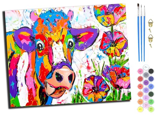 WANGXIAO Malen Nach Zahlen Erwachsene,DIY Handgemalt Ölgemälde Kit,Anfänger Kreativ Bastelset für Erwachsene und Mädchen Geschenk,16x20 inch,Farbige Tiere Kuhtiere,ohne Rahmen WANGXIAO Malen Nach Zahlen Erwachsene,DIY Handgemalt Ölgemälde Kit,Anfänger Kreativ Bastelset für Erwachsene und Mädchen Geschenk,16x20 inch,Farbige Tiere Kuhtiere,ohne Rahmen von WANGXIAO