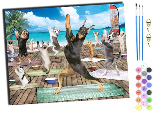WANGXIAO Malen Nach Zahlen Erwachsene,DIY Handgemalt Ölgemälde Kit,Anfänger Kreativ Bastelset für Erwachsene und Mädchen Geschenk,16x20 inch,Yoga-Tier Hund,ohne Rahmen WANGXIAO Malen Nach Zahlen Erwachsene,DIY Handgemalt Ölgemälde Kit,Anfänger Kreativ Bastelset für Erwachsene und Mädchen Geschenk,16x20 inch,Yoga-Tier Hund,ohne Rahmen von WANGXIAO