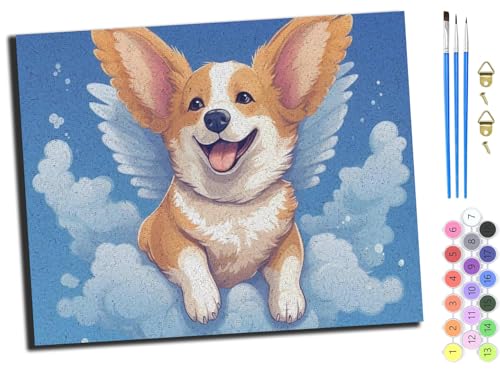 WANGXIAO Malen Nach Zahlen Erwachsene,DIY Handgemalt Ölgemälde Kit,inklusive Pinsel und Acrylfarben,40x50 cm,Engelsflügel Hund Corgi,ohne Rahmen WANGXIAO Malen Nach Zahlen Erwachsene,DIY Handgemalt Ölgemälde Kit,inklusive Pinsel und Acrylfarben,40x50 cm,Engelsflügel Hund Corgi,ohne Rahmen von WANGXIAO