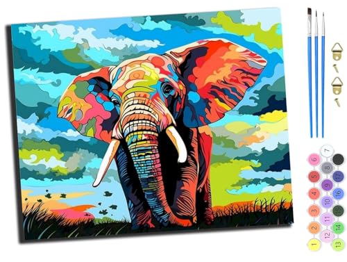 WANGXIAO Malen Nach Zahlen Erwachsene,DIY Handgemalt Ölgemälde Kit,inklusive Pinsel und Acrylfarben,40x50 cm,Farbe Tier Elefant,ohne Rahmen WANGXIAO Malen Nach Zahlen Erwachsene,DIY Handgemalt Ölgemälde Kit,inklusive Pinsel und Acrylfarben,40x50 cm,Farbe Tier Elefant,ohne Rahmen von WANGXIAO