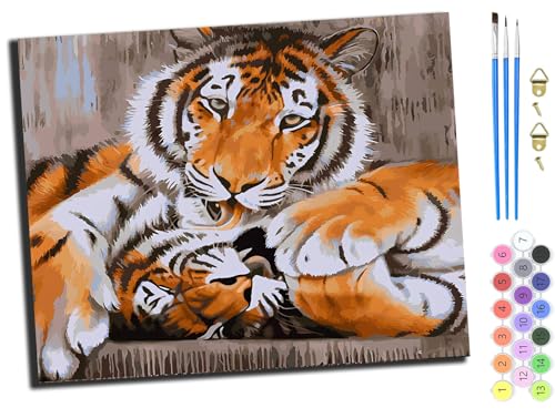 WANGXIAO Malen Nach Zahlen Erwachsene,DIY Handgemalt Ölgemälde Kit,inklusive Pinsel und Acrylfarben,40x50 cm,Liebender Tiger,ohne Rahmen WANGXIAO Malen Nach Zahlen Erwachsene,DIY Handgemalt Ölgemälde Kit,inklusive Pinsel und Acrylfarben,40x50 cm,Liebender Tiger,ohne Rahmen von WANGXIAO