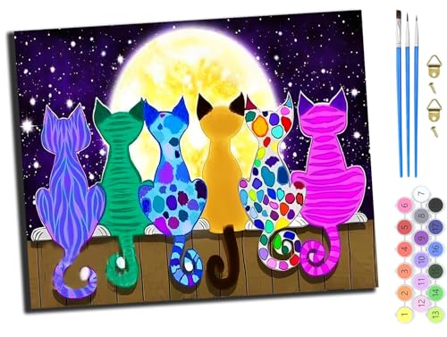 WANGXIAO Malen Nach Zahlen Erwachsene,DIY Handgemalt Ölgemälde Kit,inklusive Pinsel und Acrylfarben,40x50 cm,Mondkatze,mit Rahmen WANGXIAO Malen Nach Zahlen Erwachsene,DIY Handgemalt Ölgemälde Kit,inklusive Pinsel und Acrylfarben,40x50 cm,Mondkatze,mit Rahmen von WANGXIAO