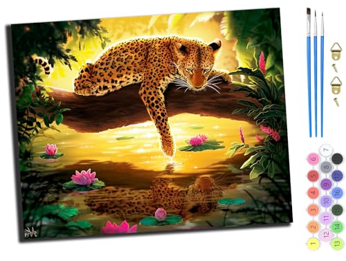 WANGXIAO Malen Nach Zahlen Erwachsene,DIY Handgemalt Ölgemälde Kit,inklusive Pinsel und Acrylfarben,40x50 cm,Tierische Geparden Wasserreflexion,mit Rahmen WANGXIAO Malen Nach Zahlen Erwachsene,DIY Handgemalt Ölgemälde Kit,inklusive Pinsel und Acrylfarben,40x50 cm,Tierische Geparden Wasserreflexion,mit Rahmen von WANGXIAO