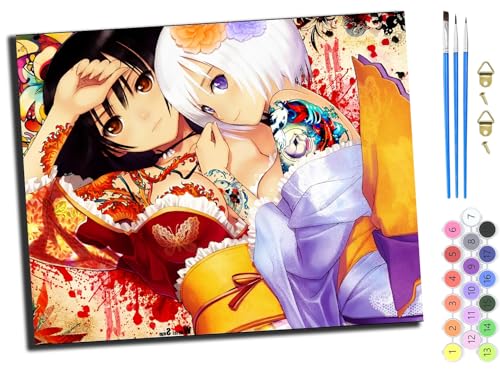 WANGXIAO Malen Nach Zahlen Erwachsene,DIY Ölgemälde Leinwand Kit mit Pinseln und Acrylfarbe für Home Haus Deko,50x40cm,Anime japanische Mädchen Kimono Geisha,mit Rahmen WANGXIAO Malen Nach Zahlen Erwachsene,DIY Ölgemälde Leinwand Kit mit Pinseln und Acrylfarbe für Home Haus Deko,50x40cm,Anime japanische Mädchen Kimono Geisha,mit Rahmen von WANGXIAO