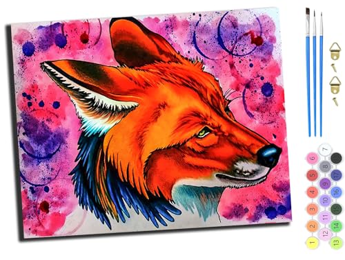 WANGXIAO Malen Nach Zahlen Erwachsene,DIY Ölgemälde Leinwand Kit mit Pinseln und Acrylfarbe für Home Haus Deko,50x40cm,Aquarell weiser Fuchs,mit Rahmen WANGXIAO Malen Nach Zahlen Erwachsene,DIY Ölgemälde Leinwand Kit mit Pinseln und Acrylfarbe für Home Haus Deko,50x40cm,Aquarell weiser Fuchs,mit Rahmen von WANGXIAO