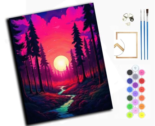 WANGXIAO Malen Nach Zahlen Erwachsene,DIY Ölgemälde Leinwand Kit mit Pinseln und Acrylfarbe für Home Haus Deko,50x40cm,Linxi-Landschaft,mit Rahmen von WANGXIAO