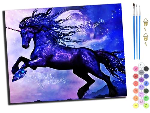 WANGXIAO Malen Nach Zahlen Erwachsene,DIY Ölgemälde Leinwand Kit mit Pinseln und Acrylfarbe für Home Haus Deko,50x40cm,Mondnacht lila Einhorn Fantasietier,mit Rahmen WANGXIAO Malen Nach Zahlen Erwachsene,DIY Ölgemälde Leinwand Kit mit Pinseln und Acrylfarbe für Home Haus Deko,50x40cm,Mondnacht lila Einhorn Fantasietier,mit Rahmen von WANGXIAO