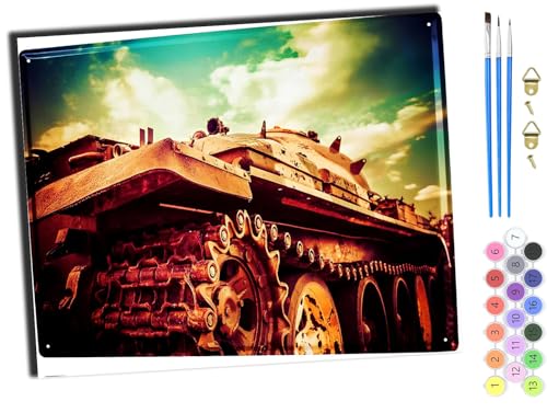 WANGXIAO Malen Nach Zahlen Erwachsene,DIY Ölgemälde Leinwand Kit mit Pinseln und Acrylfarbe für Home Haus Deko,50x40cm,Nostalgischer Panzer,ohne Rahmen WANGXIAO Malen Nach Zahlen Erwachsene,DIY Ölgemälde Leinwand Kit mit Pinseln und Acrylfarbe für Home Haus Deko,50x40cm,Nostalgischer Panzer,ohne Rahmen von WANGXIAO