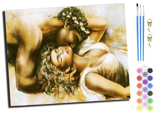 WANGXIAO Malen Nach Zahlen Erwachsene,DIY Ölgemälde Leinwand Kit mit Pinseln und Acrylfarbe für Home Haus Deko,50x40cm,Romantisches Paar intime Liebhaber,mit Rahmen WANGXIAO Malen Nach Zahlen Erwachsene,DIY Ölgemälde Leinwand Kit mit Pinseln und Acrylfarbe für Home Haus Deko,50x40cm,Romantisches Paar intime Liebhaber,mit Rahmen von WANGXIAO