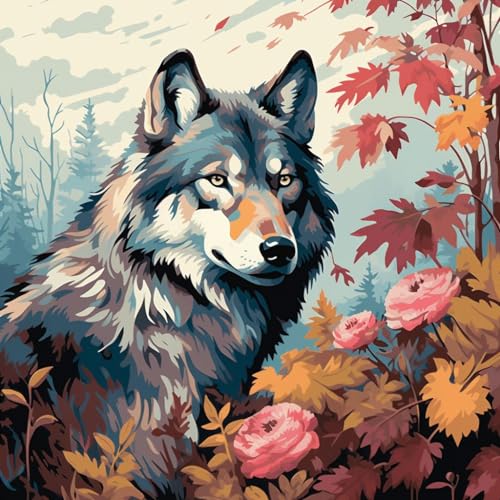 WANGXIAO Malen Nach Zahlen Erwachsene,DIY Ölgemälde Leinwand Set mit 3 Pinsel und Acrylpigment für Geburtstag Deko Geschenk,40x40 cm,dschungel pastoral tier wolf,,Mit Rahmen WANGXIAO Malen Nach Zahlen Erwachsene,DIY Ölgemälde Leinwand Set mit 3 Pinsel und Acrylpigment für Geburtstag Deko Geschenk,40x40 cm,dschungel pastoral tier wolf,,Mit Rahmen von WANGXIAO
