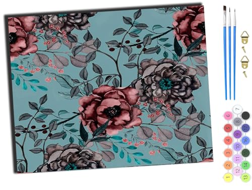 WANGXIAO Malen Nach Zahlen Erwachsene,DIY Ölgemälde Leinwand Set mit 3 Pinsel und Acrylpigment für Geburtstag Deko Geschenk,40x50 cm,Aquarell Blumen Vintage Blumen,mit Rahmen WANGXIAO Malen Nach Zahlen Erwachsene,DIY Ölgemälde Leinwand Set mit 3 Pinsel und Acrylpigment für Geburtstag Deko Geschenk,40x50 cm,Aquarell Blumen Vintage Blumen,mit Rahmen von WANGXIAO