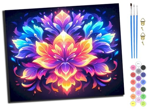 WANGXIAO Malen Nach Zahlen Erwachsene,DIY Ölgemälde Leinwand Set mit 3 Pinsel und Acrylpigment für Geburtstag Deko Geschenk,40x50 cm,Fantasie leuchtende Blumen,ohne Rahmen WANGXIAO Malen Nach Zahlen Erwachsene,DIY Ölgemälde Leinwand Set mit 3 Pinsel und Acrylpigment für Geburtstag Deko Geschenk,40x50 cm,Fantasie leuchtende Blumen,ohne Rahmen von WANGXIAO