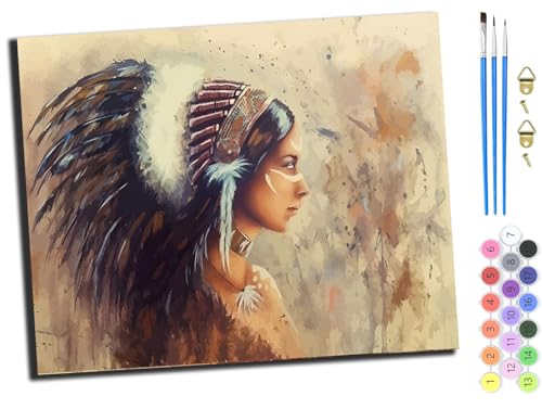 WANGXIAO Malen Nach Zahlen Erwachsene,DIY Ölgemälde Leinwand Set mit 3 Pinsel und Acrylpigment für Geburtstag Deko Geschenk,40x50 cm,Indisches Mädchen,mit Rahmen WANGXIAO Malen Nach Zahlen Erwachsene,DIY Ölgemälde Leinwand Set mit 3 Pinsel und Acrylpigment für Geburtstag Deko Geschenk,40x50 cm,Indisches Mädchen,mit Rahmen von WANGXIAO