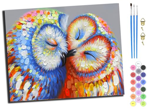 WANGXIAO Malen Nach Zahlen Erwachsene,DIY Ölgemälde Leinwand Set mit 3 Pinsel und Acrylpigment für Geburtstag Deko Geschenk,40x50 cm,Tiere Zwei Schwalben,mit Rahmen von WANGXIAO