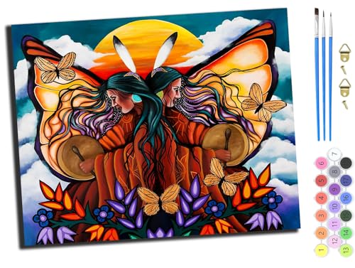 WANGXIAO Malen Nach Zahlen Erwachsene,DIY mit Pinseln und Acrylfarben Handgemalt Ölgemälde Leinwand für Home Decor,(40x50cm),Altmodisch, Amerikanisches Indianermädchen,ohne Rahmen von WANGXIAO