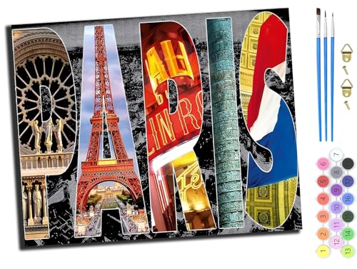 WANGXIAO Malen Nach Zahlen Erwachsene,DIY mit Pinseln und Acrylfarben Handgemalt Ölgemälde Leinwand für Home Decor,(40x50cm),Modische Stadt Paris,ohne Rahmen von WANGXIAO