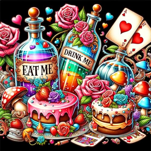 WANGXIAO Malen Nach Zahlen Erwachsene,Mädchen und Junge,Farbiges Leinwand Acrylfarben DIY Ölgemälde Set zur Heimdekoration,40x40cm,Wunderland-Dessertparty，,Mit Rahmen von WANGXIAO