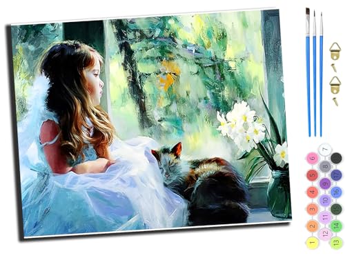 WANGXIAO Malen Nach Zahlen Erwachsene,Mädchen und Junge,Farbiges Leinwand Acrylfarben DIY Ölgemälde Set zur Heimdekoration,40x50cm,Denkendes Mädchen,ohne Rahmen WANGXIAO Malen Nach Zahlen Erwachsene,Mädchen und Junge,Farbiges Leinwand Acrylfarben DIY Ölgemälde Set zur Heimdekoration,40x50cm,Denkendes Mädchen,ohne Rahmen von WANGXIAO
