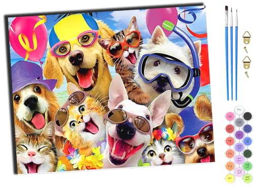 WANGXIAO Malen Nach Zahlen Erwachsene,Mädchen und Junge,Farbiges Leinwand Acrylfarben DIY Ölgemälde Set zur Heimdekoration,40x50cm,Mode Hund Tier Katze,ohne Rahmen von WANGXIAO
