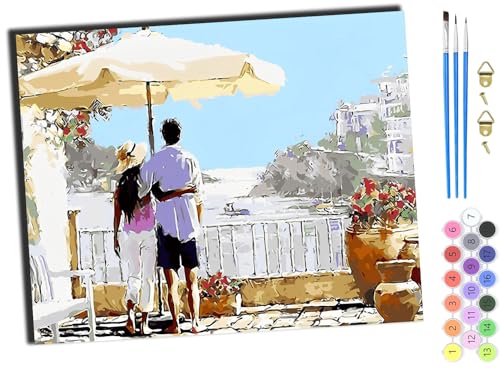 WANGXIAO Malen Nach Zahlen Erwachsene,Mädchen und Junge,Farbiges Leinwand Acrylfarben DIY Ölgemälde Set zur Heimdekoration,40x50cm,Urlaubspaar,ohne Rahmen WANGXIAO Malen Nach Zahlen Erwachsene,Mädchen und Junge,Farbiges Leinwand Acrylfarben DIY Ölgemälde Set zur Heimdekoration,40x50cm,Urlaubspaar,ohne Rahmen von WANGXIAO