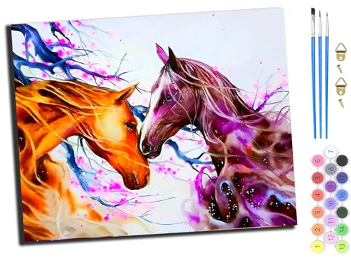 WANGXIAO Malen Nach Zahlen Erwachsene,Paint by Numbers,DIY Handgemalt Ölgemälde Mit 3,Pinseln und Acrylfarbe leinwand Kit,40x50 cm,Aquarell Pflaumenblüten Pferde Paar Liebhaber,mit Rahmen WANGXIAO Malen Nach Zahlen Erwachsene,Paint by Numbers,DIY Handgemalt Ölgemälde Mit 3,Pinseln und Acrylfarbe leinwand Kit,40x50 cm,Aquarell Pflaumenblüten Pferde Paar Liebhaber,mit Rahmen von WANGXIAO