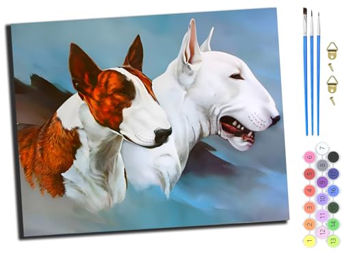 WANGXIAO Malen Nach Zahlen Erwachsene,Paint by Numbers,DIY Handgemalt Ölgemälde Mit 3,Pinseln und Acrylfarbe leinwand Kit,40x50 cm,Bullterrier Tier,ohne Rahmen WANGXIAO Malen Nach Zahlen Erwachsene,Paint by Numbers,DIY Handgemalt Ölgemälde Mit 3,Pinseln und Acrylfarbe leinwand Kit,40x50 cm,Bullterrier Tier,ohne Rahmen von WANGXIAO