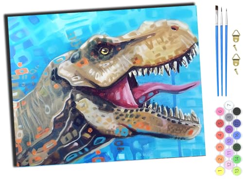 WANGXIAO Malen Nach Zahlen Erwachsene,Paint by Numbers,DIY Handgemalt Ölgemälde Mit 3,Pinseln und Acrylfarbe leinwand Kit,40x50 cm,Buntes Dinosauriertier,ohne Rahmen WANGXIAO Malen Nach Zahlen Erwachsene,Paint by Numbers,DIY Handgemalt Ölgemälde Mit 3,Pinseln und Acrylfarbe leinwand Kit,40x50 cm,Buntes Dinosauriertier,ohne Rahmen von WANGXIAO