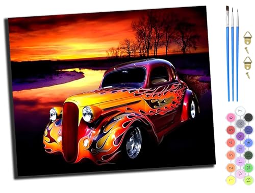 WANGXIAO Malen Nach Zahlen Erwachsene,Paint by Numbers,DIY Handgemalt Ölgemälde Mit 3,Pinseln und Acrylfarbe leinwand Kit,40x50 cm,Feuer Retro Auto,mit Rahmen WANGXIAO Malen Nach Zahlen Erwachsene,Paint by Numbers,DIY Handgemalt Ölgemälde Mit 3,Pinseln und Acrylfarbe leinwand Kit,40x50 cm,Feuer Retro Auto,mit Rahmen von WANGXIAO