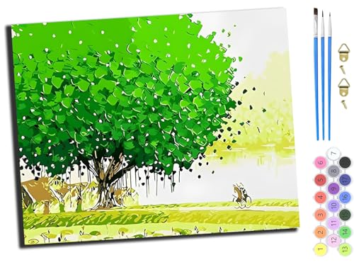 WANGXIAO Malen Nach Zahlen Erwachsene,Paint by Numbers,DIY Handgemalt Ölgemälde Mit 3,Pinseln und Acrylfarbe leinwand Kit,40x50 cm,Frühlingsgrüne Bäume,mit Rahmen WANGXIAO Malen Nach Zahlen Erwachsene,Paint by Numbers,DIY Handgemalt Ölgemälde Mit 3,Pinseln und Acrylfarbe leinwand Kit,40x50 cm,Frühlingsgrüne Bäume,mit Rahmen von WANGXIAO
