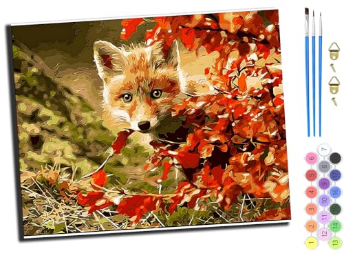 WANGXIAO Malen Nach Zahlen Erwachsene,Paint by Numbers,DIY Handgemalt Ölgemälde Mit 3,Pinseln und Acrylfarbe leinwand Kit,40x50 cm,Tier Ahornblatt Fuchs,mit Rahmen WANGXIAO Malen Nach Zahlen Erwachsene,Paint by Numbers,DIY Handgemalt Ölgemälde Mit 3,Pinseln und Acrylfarbe leinwand Kit,40x50 cm,Tier Ahornblatt Fuchs,mit Rahmen von WANGXIAO