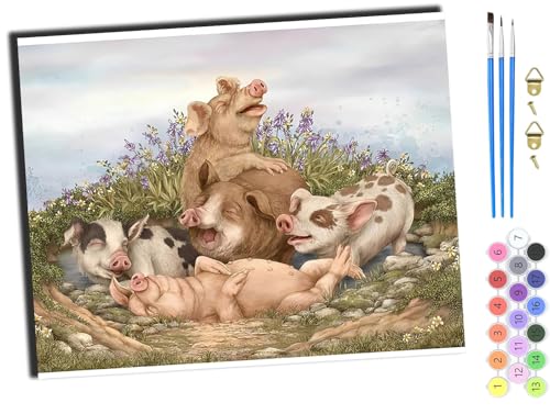 WANGXIAO Malen Nach Zahlen Erwachsene,Paint by Numbers,DIY Handgemalt Ölgemälde Mit 3,Pinseln und Acrylfarbe leinwand Kit,40x50 cm,Tierische Schweinefamilie,mit Rahmen WANGXIAO Malen Nach Zahlen Erwachsene,Paint by Numbers,DIY Handgemalt Ölgemälde Mit 3,Pinseln und Acrylfarbe leinwand Kit,40x50 cm,Tierische Schweinefamilie,mit Rahmen von WANGXIAO