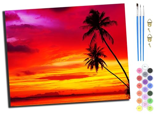WANGXIAO Malen Nach Zahlen Erwachsene,Paint by Numbers,DIY Handgemalt Ölgemälde Mit 3,Pinseln und Acrylfarbe leinwand Kit,40x50 cm,sonnenuntergang rot himmel küstenlandschaft,ohne Rahmen WANGXIAO Malen Nach Zahlen Erwachsene,Paint by Numbers,DIY Handgemalt Ölgemälde Mit 3,Pinseln und Acrylfarbe leinwand Kit,40x50 cm,sonnenuntergang rot himmel küstenlandschaft,ohne Rahmen von WANGXIAO