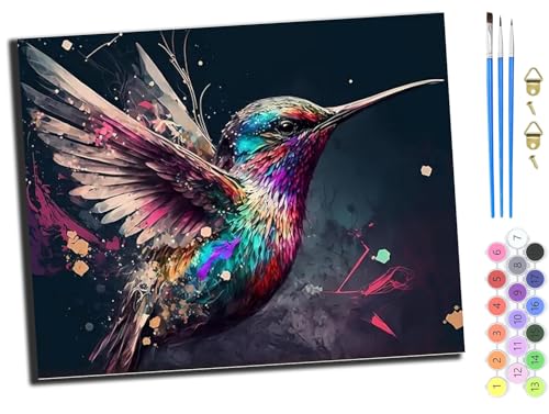 WANGXIAO Malen Nach Zahlen Erwachsene,inklusive Pinsel und Acrylfarben,40x50cm,DIY Handgemalt Ölgemälde Kit,Bunter Vogel Kolibri,ohne Rahmen WANGXIAO Malen Nach Zahlen Erwachsene,inklusive Pinsel und Acrylfarben,40x50cm,DIY Handgemalt Ölgemälde Kit,Bunter Vogel Kolibri,ohne Rahmen von WANGXIAO