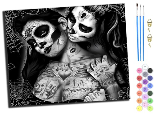 WANGXIAO Malen Nach Zahlen Erwachsene,inklusive Pinsel und Acrylfarben,40x50cm,DIY Handgemalt Ölgemälde Kit,Horror-Zuckerschädel-Mädchen,ohne Rahmen WANGXIAO Malen Nach Zahlen Erwachsene,inklusive Pinsel und Acrylfarben,40x50cm,DIY Handgemalt Ölgemälde Kit,Horror-Zuckerschädel-Mädchen,ohne Rahmen von WANGXIAO