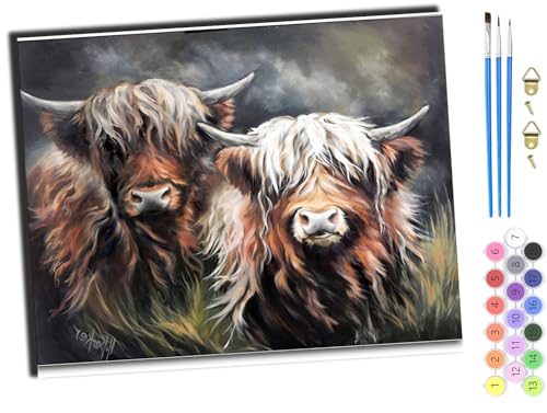 WANGXIAO Malen Nach Zahlen Erwachsene,inklusive Pinsel und Acrylfarben,40x50cm,DIY Handgemalt Ölgemälde Kit,Tier Kuh,mit Rahmen WANGXIAO Malen Nach Zahlen Erwachsene,inklusive Pinsel und Acrylfarben,40x50cm,DIY Handgemalt Ölgemälde Kit,Tier Kuh,mit Rahmen von WANGXIAO