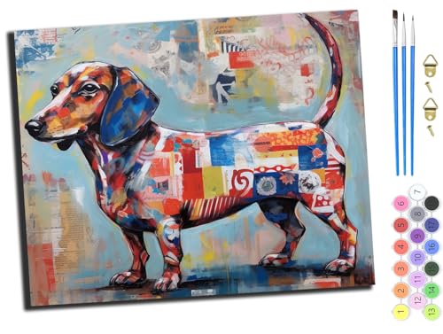 WANGXIAO Malen Nach Zahlen Erwachsene 40x50cm,mit Pinsels und Acrylfarbe kit,DIY Handgemalt Ölgemälde für Geschenke und Wandbilder Wohnzimmer,Abstrakter Hund Dackel,ohne Rahmen WANGXIAO Malen Nach Zahlen Erwachsene 40x50cm,mit Pinsels und Acrylfarbe kit,DIY Handgemalt Ölgemälde für Geschenke und Wandbilder Wohnzimmer,Abstrakter Hund Dackel,ohne Rahmen von WANGXIAO