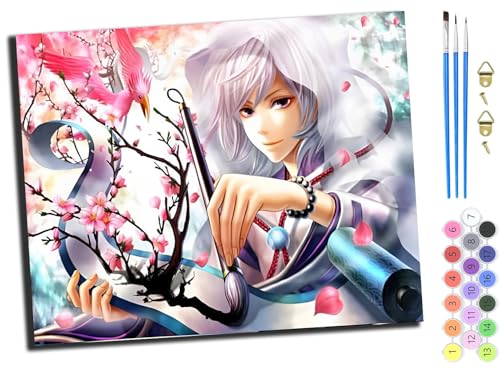 WANGXIAO Malen Nach Zahlen Erwachsene 40x50cm,mit Pinsels und Acrylfarbe kit,DIY Handgemalt Ölgemälde für Geschenke und Wandbilder Wohnzimmer,Anime-Junge,mit Rahmen von WANGXIAO