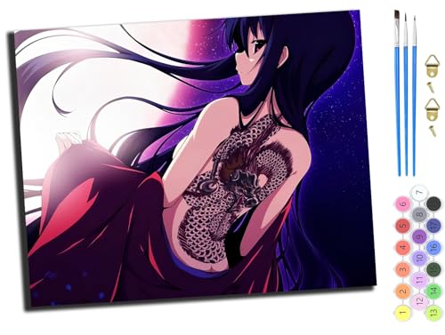 WANGXIAO Malen Nach Zahlen Erwachsene 40x50cm,mit Pinsels und Acrylfarbe kit,DIY Handgemalt Ölgemälde für Geschenke und Wandbilder Wohnzimmer,Anime japanische Mädchen Kimono Geisha,mit Rahmen von WANGXIAO